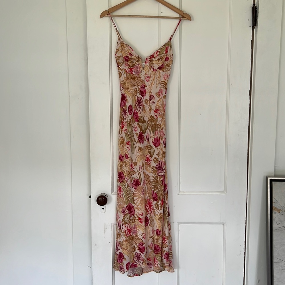 Coralie Dress in Rose Olive Tropical by ASTR, purchased from Revolve